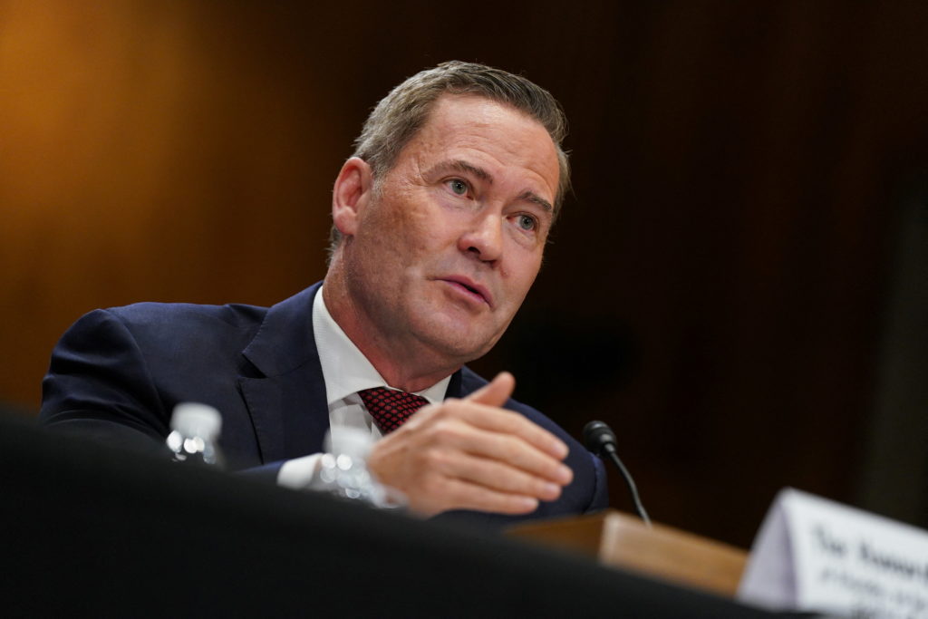 former national security adviser mike waltz, sits to testify before a senate foreign relations committee confirmation hearing on capitol hill