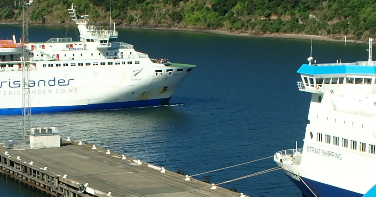 Cook Strait Ferries banner Interislander and Bluebridge at Picton