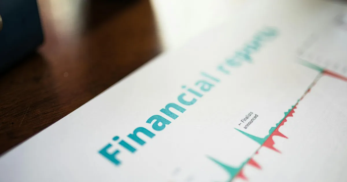 Detailed view of a financial report with a focus on graphs and data analysis.