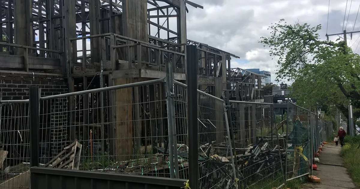 Abandoned townhouse construction site on Mount Street in Eaglemont, Melbourne