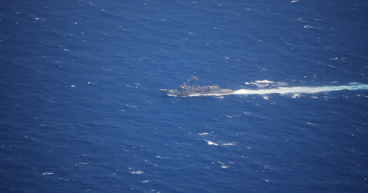 Oliver Hazzard Perry Class Frigate - from an 'Island AIr' De Havilland Canada Dash 8