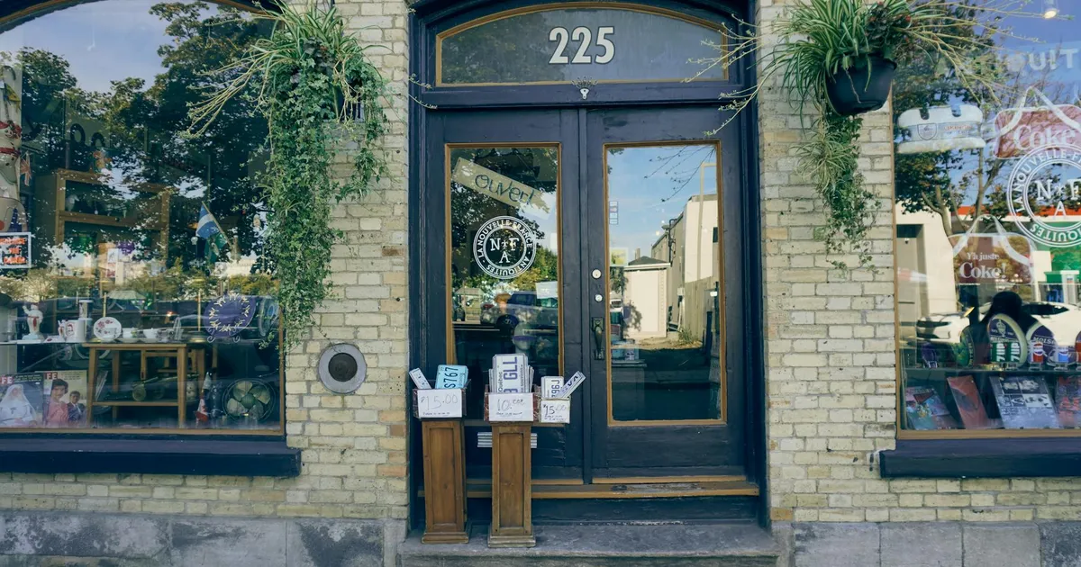 Explore a rustic antique shop with vintage charm and inviting storefront decor.