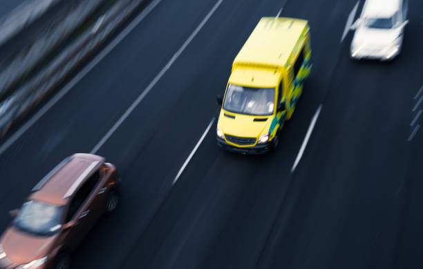 emergency ambulance rushes to call.