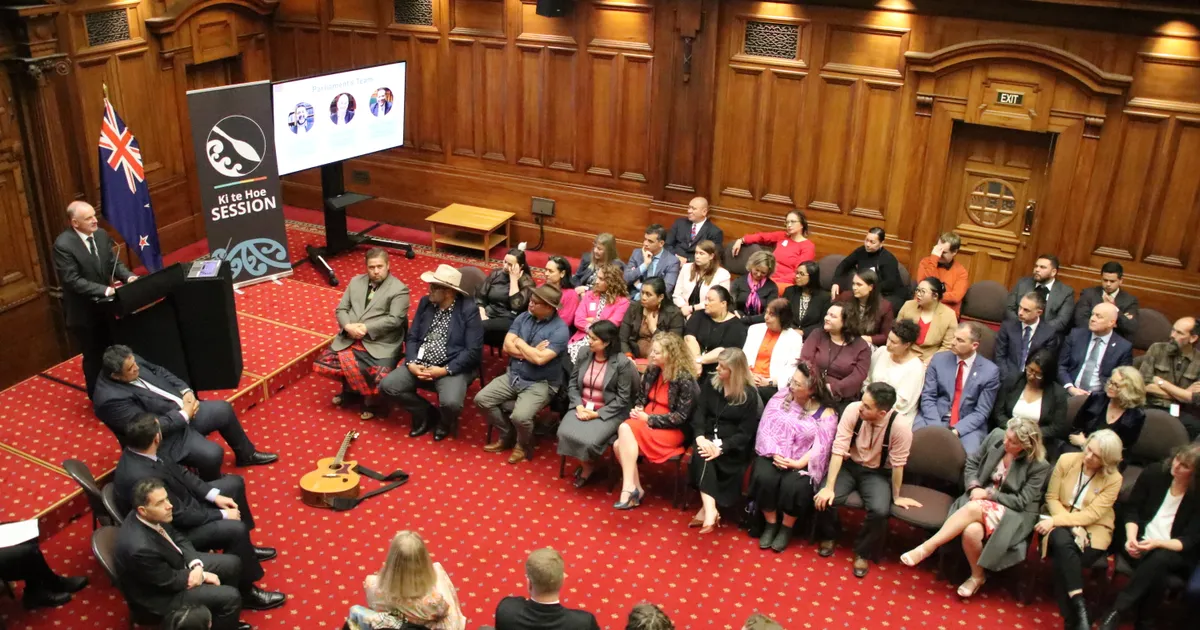 New MPs sitting in Legislative Council chamber 53rd Parliament of New Zealand
