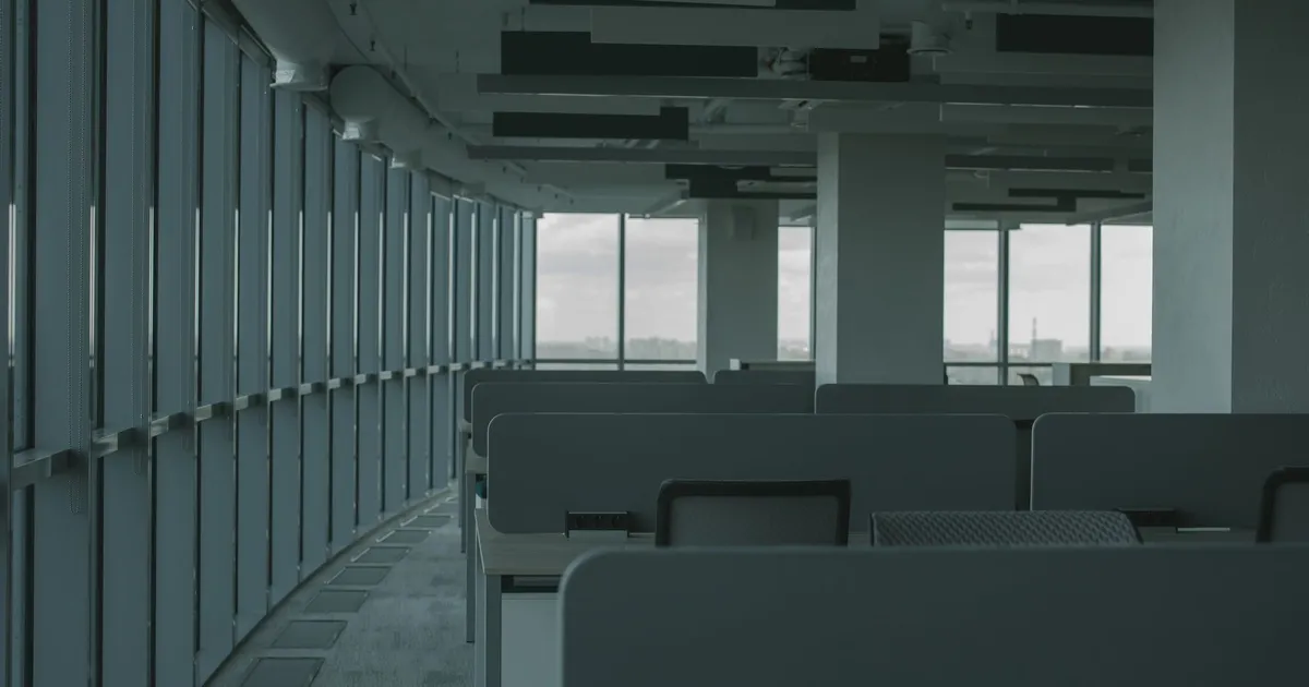 Empty office interior with modern design and large windows. Ideal for business concepts.