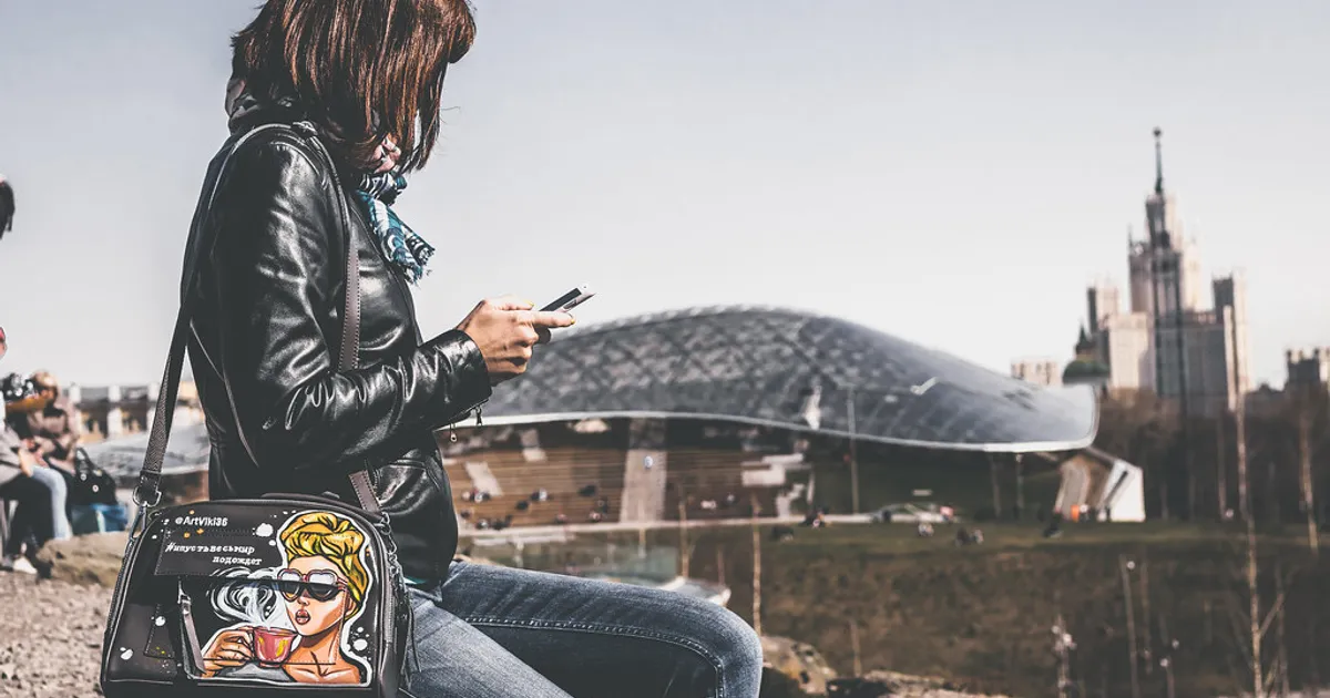 Woman with smartphone, Moscow