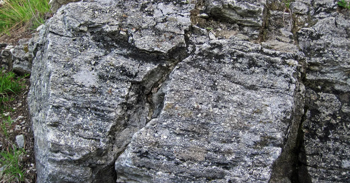 Muscovitic-serpentinic marble (Precambrian; Black Hills Porcelain Clay and Marble Mining Company Quarry, Custer State Park, Black Hills, South Dakota, USA) 2